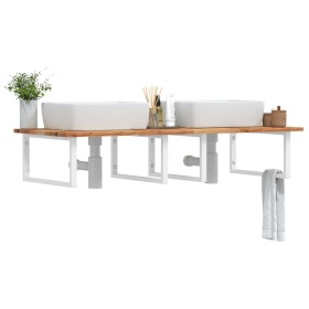 Wall-mounted sink shelf made of steel and solid acacia wood by , bathroom vanities - Ref: Foro24-3302928, Price: 141,53 €, Di...