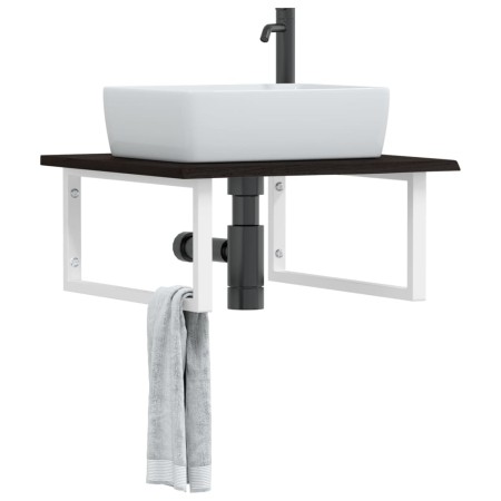 Wall-mounted steel and solid oak wood sink shelf by , bathroom vanities - Ref: Foro24-3302652, Price: 71,39 €, Discount: %