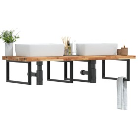 Wall-mounted sink shelf made of steel and solid acacia wood by , bathroom vanities - Ref: Foro24-3302949, Price: 220,20 €, Di...