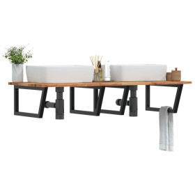 Wall-mounted sink shelf made of steel and solid acacia wood by , bathroom vanities - Ref: Foro24-3302935, Price: 150,99 €, Di...