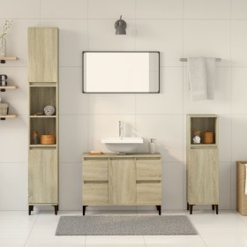 Set de muebles de baño 3 pzas madera contrachapada roble Sonoma de , Muebles de baño - Ref: Foro24-3307672, Precio: 212,04 €,...