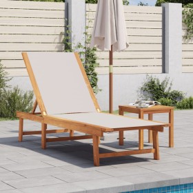 Solid acacia wood sun lounger with grey textilene by , Loungers - Ref: Foro24-4008413, Price: 163,99 €, Discount: %