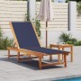 Sun lounger with solid acacia wood table and blue textilene by , Loungers - Ref: Foro24-4008418, Price: 193,99 €, Discount: %