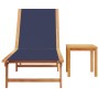 Sun lounger with solid acacia wood table and blue textilene by , Loungers - Ref: Foro24-4008418, Price: 193,99 €, Discount: %