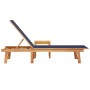 Sun lounger with solid acacia wood table and blue textilene by , Loungers - Ref: Foro24-4008418, Price: 193,99 €, Discount: %