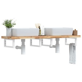 Wall-mounted sink shelf made of steel and solid acacia wood by , bathroom vanities - Ref: Foro24-3302708, Price: 165,26 €, Di...