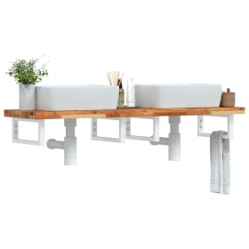 Estante de lavabo de pared acero y madera maciza de acacia de , Tocadores de baño - Ref: Foro24-3302748, Precio: 141,27 €, De...