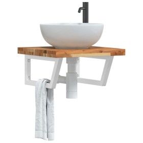 Wall-mounted sink shelf made of steel and solid acacia wood by , bathroom vanities - Ref: Foro24-3302774, Price: 74,28 €, Dis...