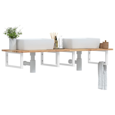 Wall-mounted sink shelf made of steel and solid acacia wood by , bathroom vanities - Ref: Foro24-3302788, Price: 115,99 €, Di...