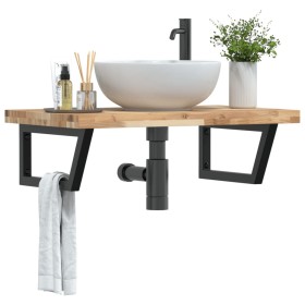 Wall-mounted sink shelf made of steel and solid acacia wood by , bathroom vanities - Ref: Foro24-3302807, Price: 108,94 €, Di...