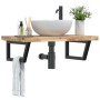 Wall-mounted sink shelf made of steel and solid acacia wood by , bathroom vanities - Ref: Foro24-3302811, Price: 123,23 €, Di...