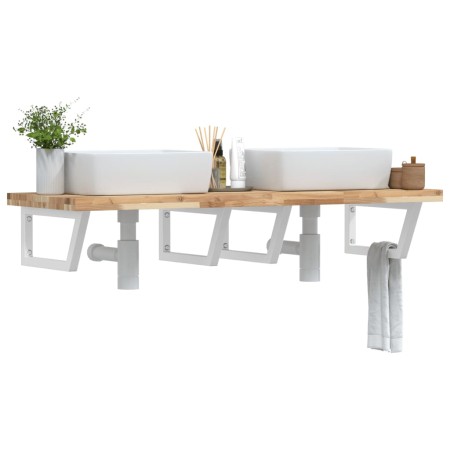 Wall-mounted sink shelf made of steel and solid acacia wood by , bathroom vanities - Ref: Foro24-3302818, Price: 173,66 €, Di...