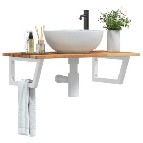 Wall-mounted sink shelf made of steel and solid acacia wood by , bathroom vanities - Ref: Foro24-3302826, Price: 60,83 €, Dis...