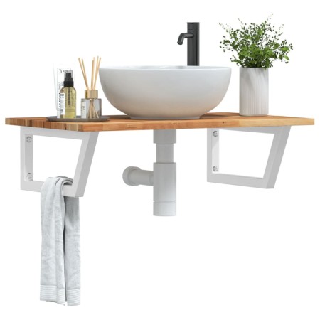 Wall-mounted sink shelf made of steel and solid acacia wood by , bathroom vanities - Ref: Foro24-3302830, Price: 76,13 €, Dis...