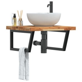 Wall-mounted sink shelf made of steel and solid acacia wood by , bathroom vanities - Ref: Foro24-3302887, Price: 99,83 €, Dis...