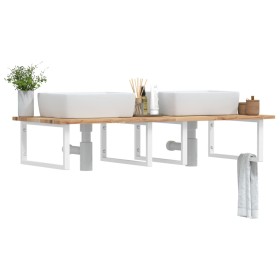 Wall-mounted sink shelf made of steel and solid acacia wood by , bathroom vanities - Ref: Foro24-3302900, Price: 147,35 €, Di...