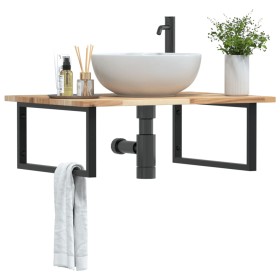 Wall-mounted sink shelf made of steel and solid acacia wood by , bathroom vanities - Ref: Foro24-3302893, Price: 89,99 €, Dis...