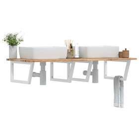 Wall-mounted sink shelf made of steel and solid acacia wood by , bathroom vanities - Ref: Foro24-3302902, Price: 144,45 €, Di...