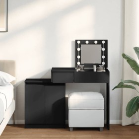 Black vanity with LED lights 115x37x110.5 cm by , Bedroom Dressers - Ref: Foro24-848228, Price: 130,70 €, Discount: %