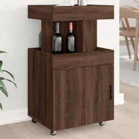 Carrito de bar madera de ingeniería marrón roble 50x41x89 cm de , Aparadores - Ref: Foro24-848268, Precio: 105,99 €, Descuent...