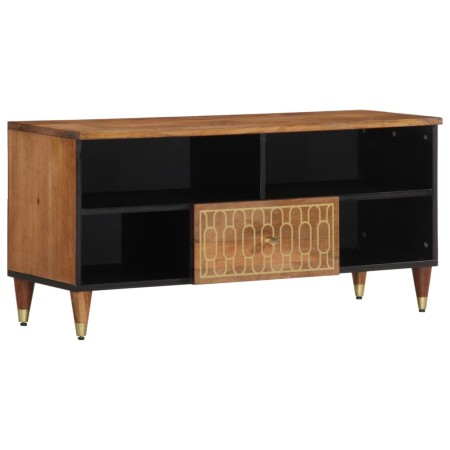 Solid mango wood TV stand 100x33x46 cm by , CD and DVD storage - Ref: Foro24-358300, Price: 105,21 €, Discount: %