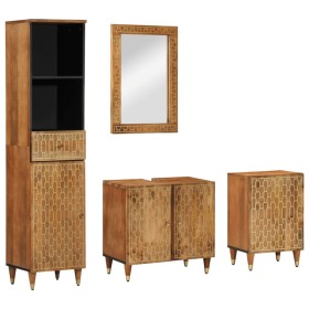 Set of 4-piece solid mango wood bathroom furniture by , Bathroom furniture - Ref: Foro24-3206323, Price: 381,99 €, Discount: %