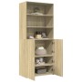 Aparador de madera de ingeniería roble Sonoma 80x42,5x185 cm de , Aparadores - Ref: Foro24-3281380, Precio: 180,99 €, Descuen...