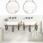 Wall-mounted sink shelf made of steel and solid acacia wood by , bathroom vanities - Ref: Foro24-3302839, Price: 123,58 €, Di...