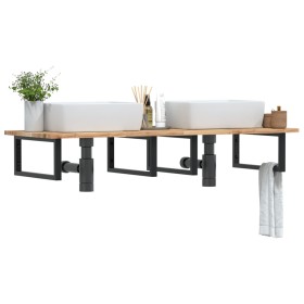 Wall-mounted sink shelf made of steel and solid acacia wood by , bathroom vanities - Ref: Foro24-3302797, Price: 136,58 €, Di...