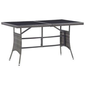 Mesa de jardín ratán sintético gris 140x80x74 cm de , Mesas de jardín - Ref: Foro24-318716, Precio: 122,99 €, Descuento: %