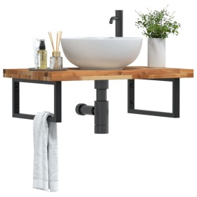 Wall-mounted sink shelf made of steel and solid acacia wood by , bathroom vanities - Ref: Foro24-3302853, Price: 107,45 €, Di...