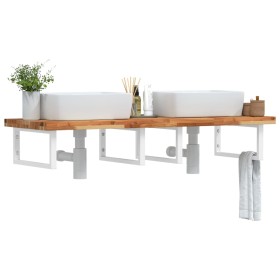 Estante de lavabo de pared acero y madera maciza de acacia de , Tocadores de baño - Ref: Foro24-3302864, Precio: 187,09 €, De...