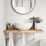 Wall-mounted sink shelf made of steel and solid acacia wood by , bathroom vanities - Ref: Foro24-3302858, Price: 117,49 €, Di...