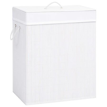 Cesto de la ropa sucia de bambú 2 secciones blanco 100 l de vidaXL, Cestas para ropa - Ref: Foro24-320744, Precio: 42,01 €, D...