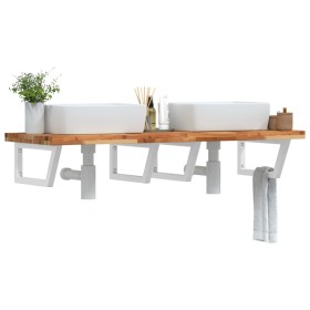 Estante de lavabo de pared acero y madera maciza de acacia de , Tocadores de baño - Ref: Foro24-3302870, Precio: 193,62 €, De...