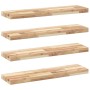 Floating shelves 4 units untreated acacia wood 100x20x4 cm by , Shelves and shelves - Ref: Foro24-3279430, Price: 151,67 €, D...