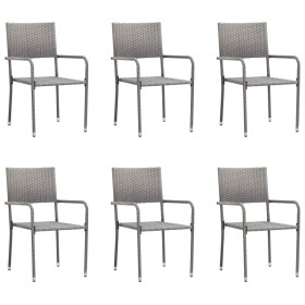 Stackable garden dining chairs, set of 6, made of synthetic gray rattan. by , Garden chairs - Ref: Foro24-318723, Price: 192,...