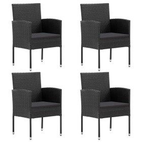 Garden chairs with black cushions, 4 units, black synthetic rattan by , Garden chairs - Ref: Foro24-318709, Price: 228,99 €, ...