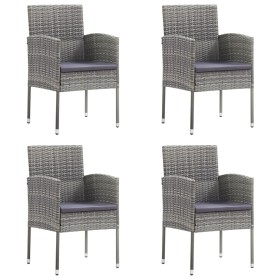 Garden armchairs with dark gray cushions 4 pcs PE rattan gray by , Garden chairs - Ref: Foro24-318728, Price: 259,50 €, Disco...