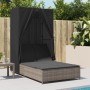 Double sun lounger with roof and gray synthetic rattan curtains by , Loungers - Ref: Foro24-368101, Price: 309,13 €, Discount: %