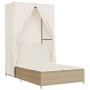 Tumbona doble con techo y cortinas ratán sintético beige de , Tumbonas - Ref: Foro24-368103, Precio: 311,45 €, Descuento: %