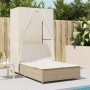 Double sun lounger with roof and beige synthetic rattan curtains by , Loungers - Ref: Foro24-368103, Price: 311,68 €, Discoun...