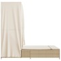 Tumbona doble con techo y cortinas ratán sintético beige de , Tumbonas - Ref: Foro24-368103, Precio: 311,45 €, Descuento: %