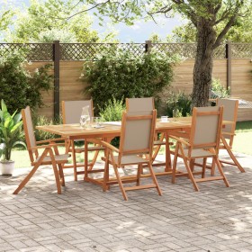 Garden dining set 7 pieces solid acacia wood and textilene by , Garden sets - Ref: Foro24-3279320, Price: 814,21 €, Discount: %