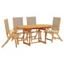 Garten-Esszimmer-Set, 5-teilig, Massivholz Akazie und Textilene von , Gartensets - Ref: Foro24-3279322, Preis: 539,65 €, Raba...