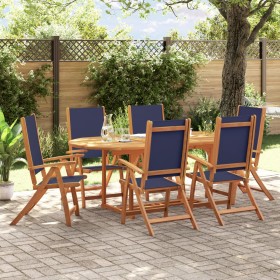 Garden dining set 7 pieces solid acacia wood and textilene by , Garden sets - Ref: Foro24-3279301, Price: 737,99 €, Discount: %