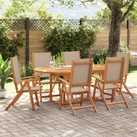 Garden dining set 7 pieces solid acacia wood and textilene by , Garden sets - Ref: Foro24-3279315, Price: 752,99 €, Discount: %