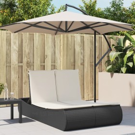 Double sun lounger with black synthetic rattan cushions by , Loungers - Ref: Foro24-368090, Price: 321,71 €, Discount: %