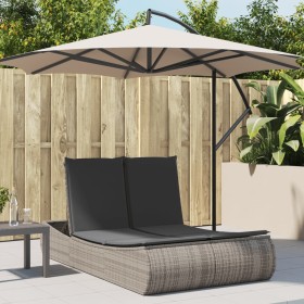 Double sun lounger with gray synthetic rattan cushions by , Loungers - Ref: Foro24-368092, Price: 331,98 €, Discount: %