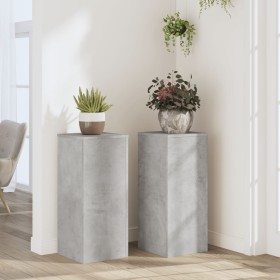 Plant stands 2 units gray wood concrete 30x30x70 cm by , Pot stands - Ref: Foro24-852927, Price: 73,99 €, Discount: %